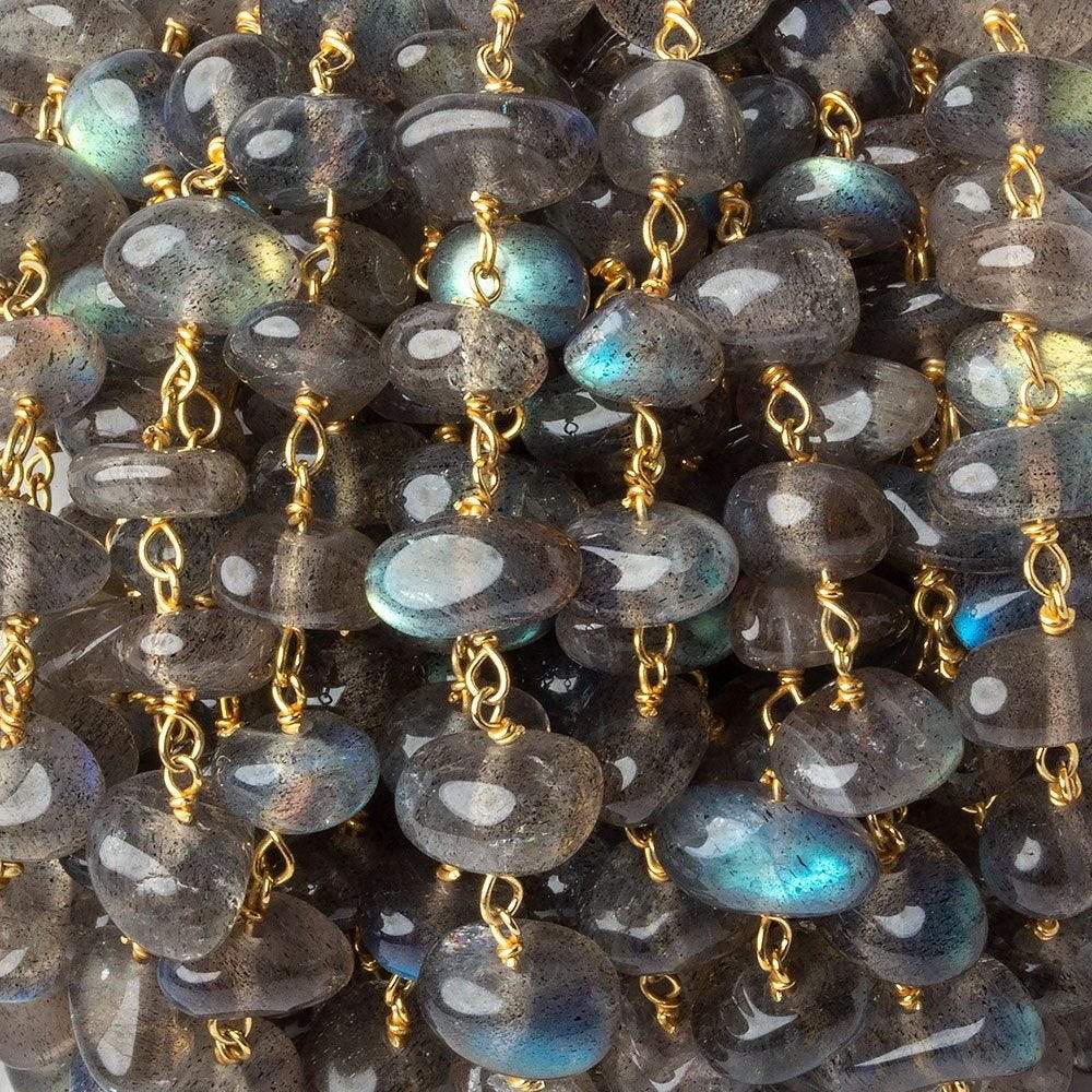 7x5-9x7mm Labradorite plain nugget Vermeil Chain by the foot 30 beads - Beadsofcambay.com