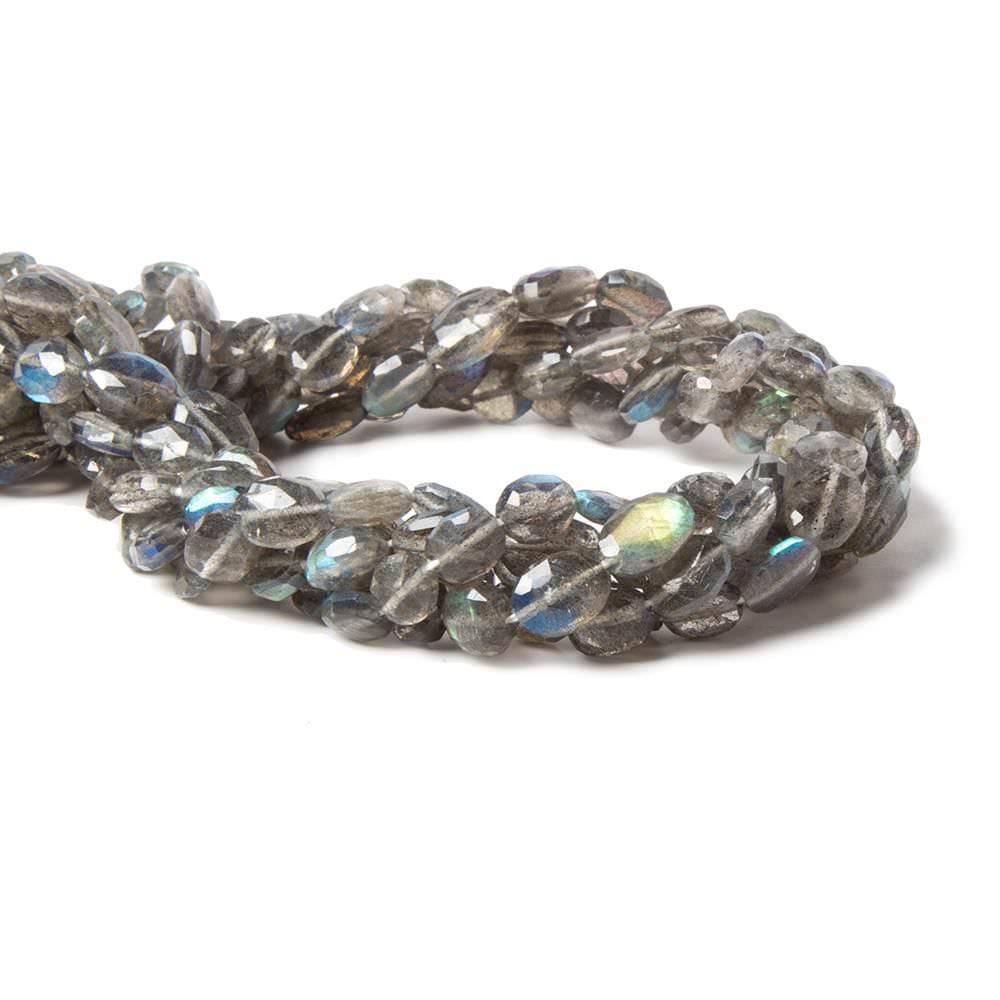 7x5-9x7mm Labradorite Straight Drilled Faceted Oval Nuggets 14 inch 44 pieces - Beadsofcambay.com