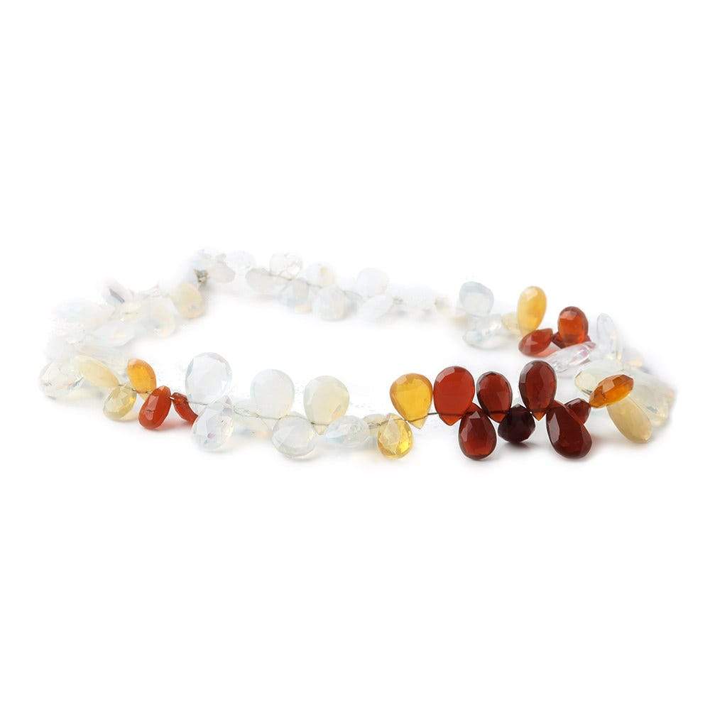 7x5-9x7mm Multi Color Mexican Fire Opal Pear Briolette beads 9 inch 68 pieces - Beadsofcambay.com