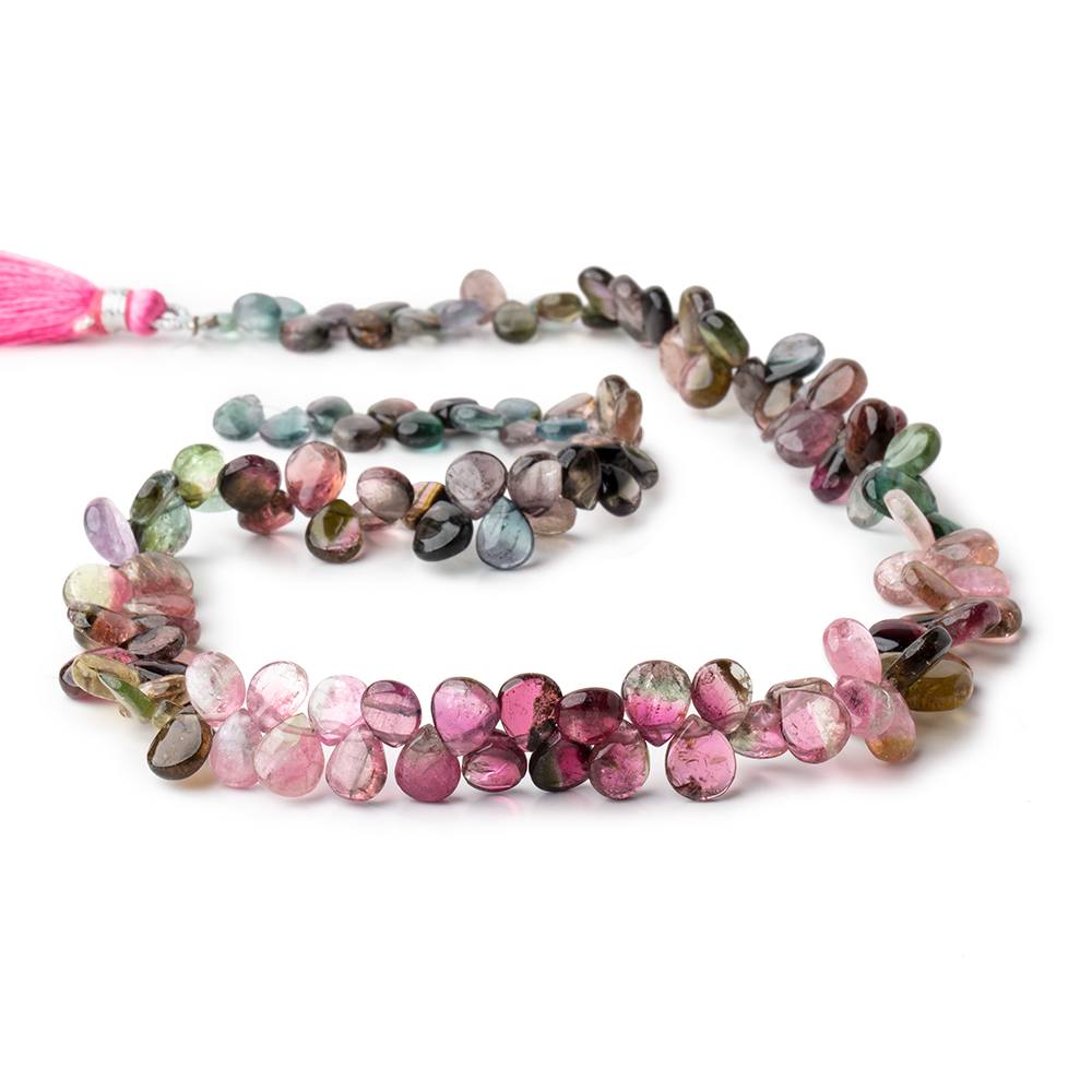7x5-9x7mm Multi Color Tourmaline plain pear beads 18 inch 136 pieces AA - Beadsofcambay.com