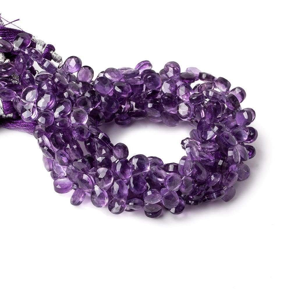7x5 Amethyst faceted pear beads 8 inch 64 pieces - Beadsofcambay.com