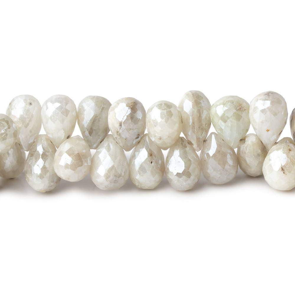 7x5-9x6mm Silverite Sapphire faceted tear drop beads 8 inch 77 pieces - Beadsofcambay.com