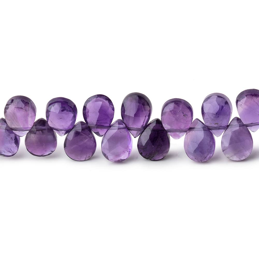 7x5mm Amethyst Faceted Pear Beads 8 inch 64 pieces - Beadsofcambay.com