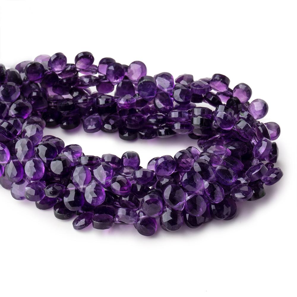7x5mm Amethyst Faceted Pear Beads 8 inch 64 pieces - Beadsofcambay.com
