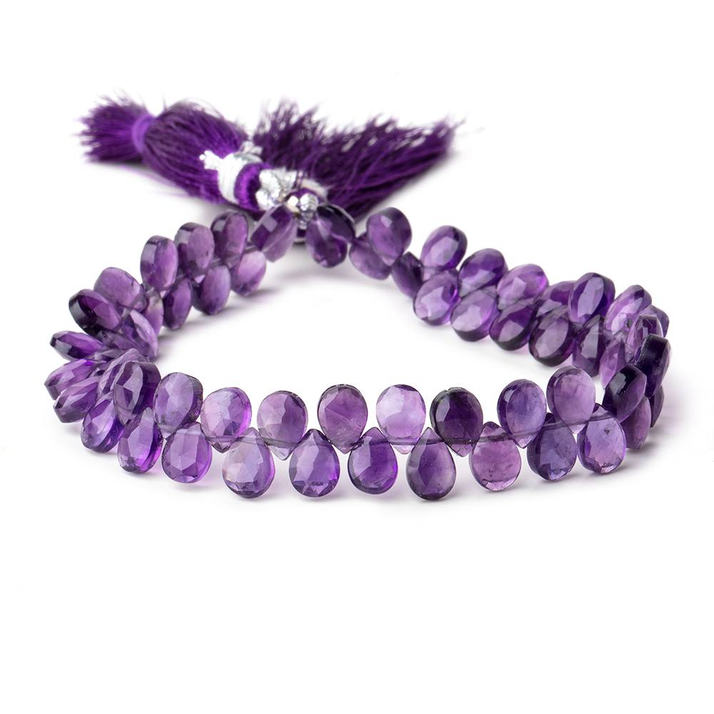 7x5mm Amethyst Faceted Pear Beads 8 inch 64 pieces - Beadsofcambay.com