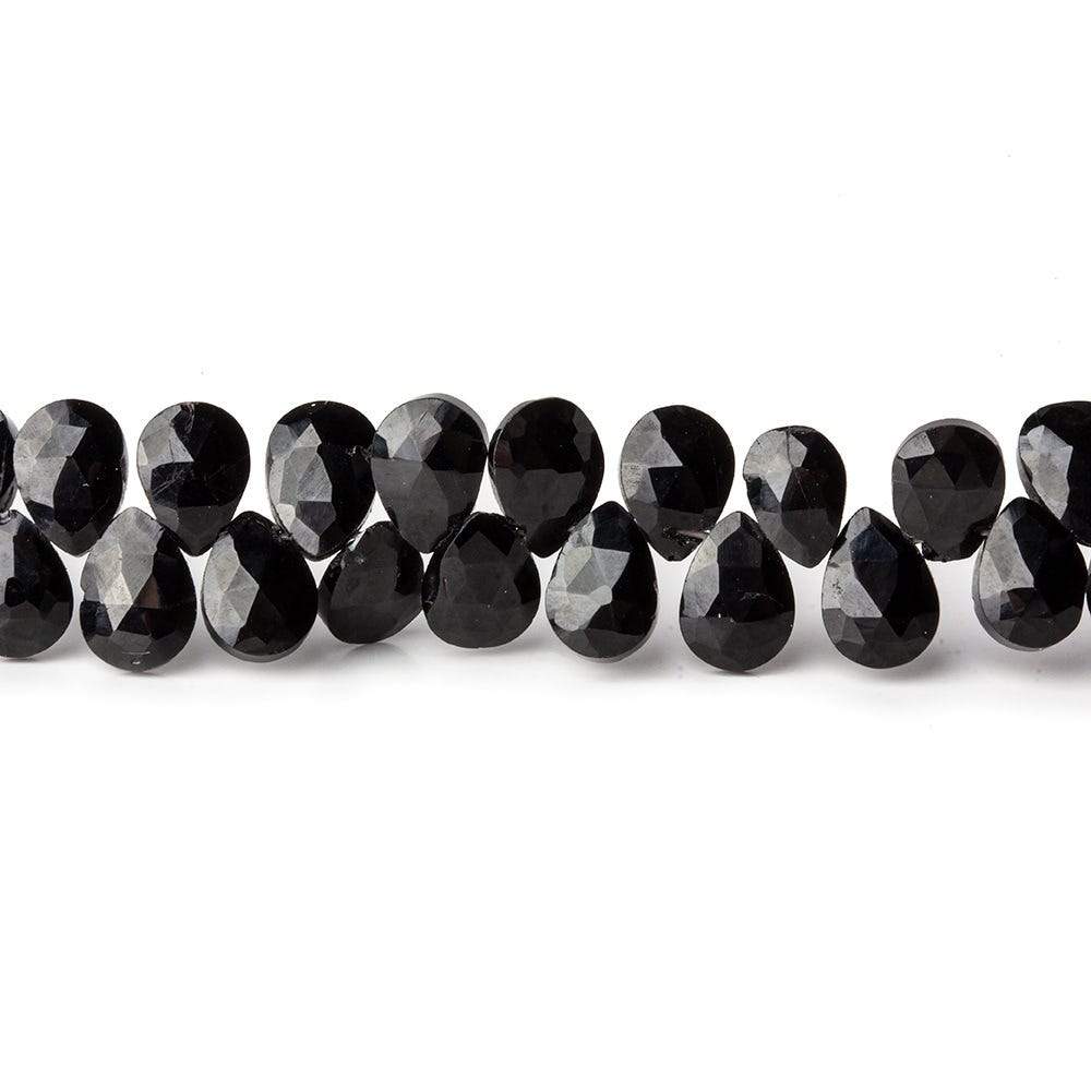 7x5mm Black Spinel faceted pears 8 inch 60 beads - Beadsofcambay.com
