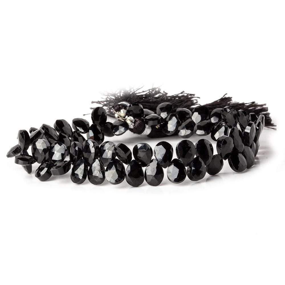 7x5mm Black Spinel faceted pears 8 inch 60 beads - Beadsofcambay.com