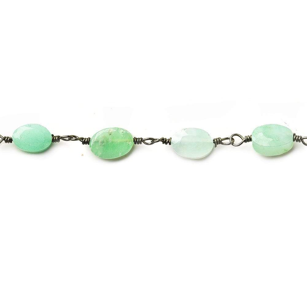 7x5mm Chrysoprase faceted oval Black Gold plated Chain by the foot 23 pieces - Beadsofcambay.com
