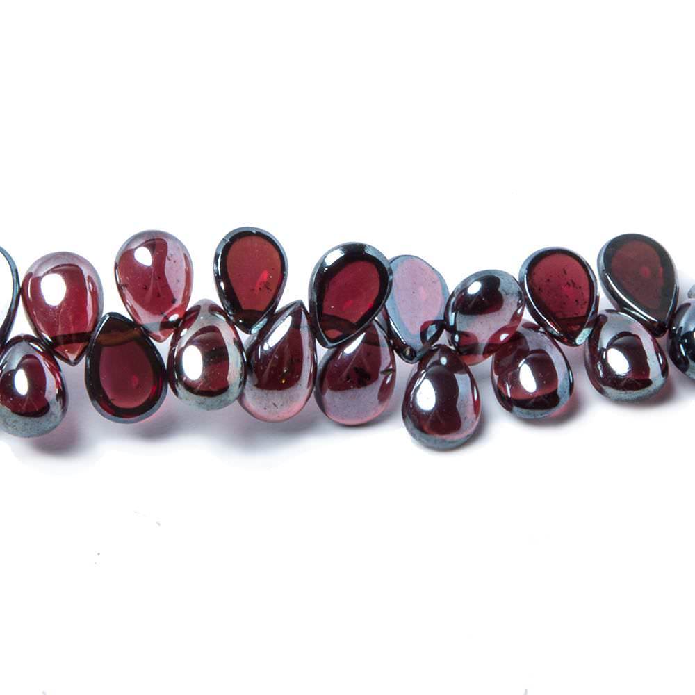 7x5mm Metallic Garnet plain pear cabochon beads 8 inch 73 pieces - Beadsofcambay.com