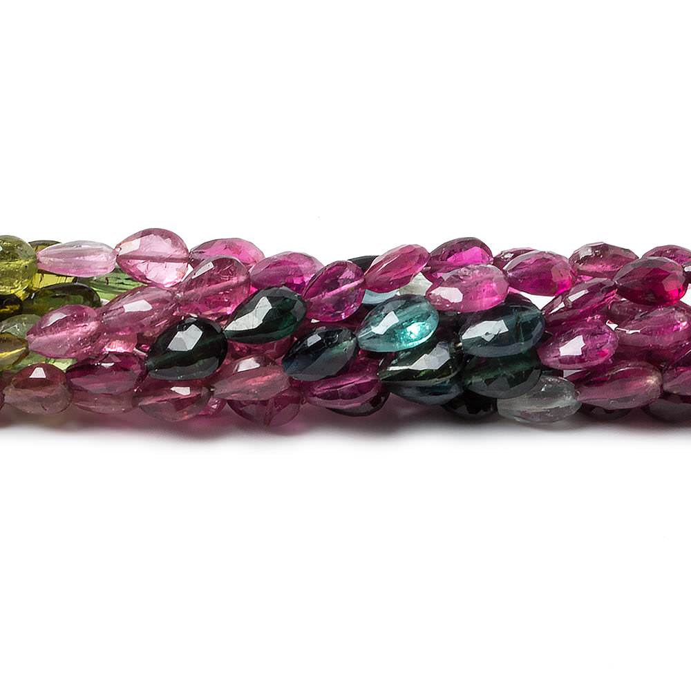 7x5mm Multi Color Tourmaline Straight Drill Pears 61 beads 16 inch AA - Beadsofcambay.com