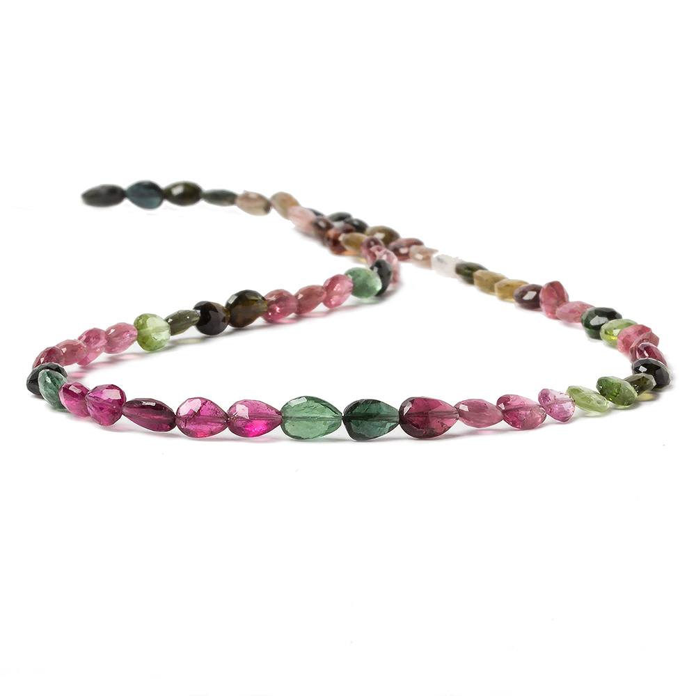 7x5mm Multi Color Tourmaline Straight Drill Pears 61 beads 16 inch AA - Beadsofcambay.com