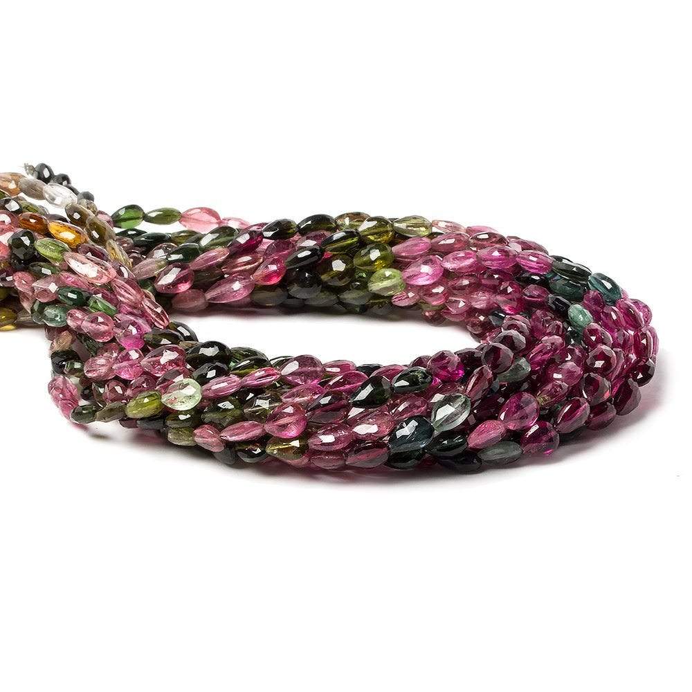 7x5mm Multi Color Tourmaline Straight Drill Pears 61 beads 16 inch AA - Beadsofcambay.com