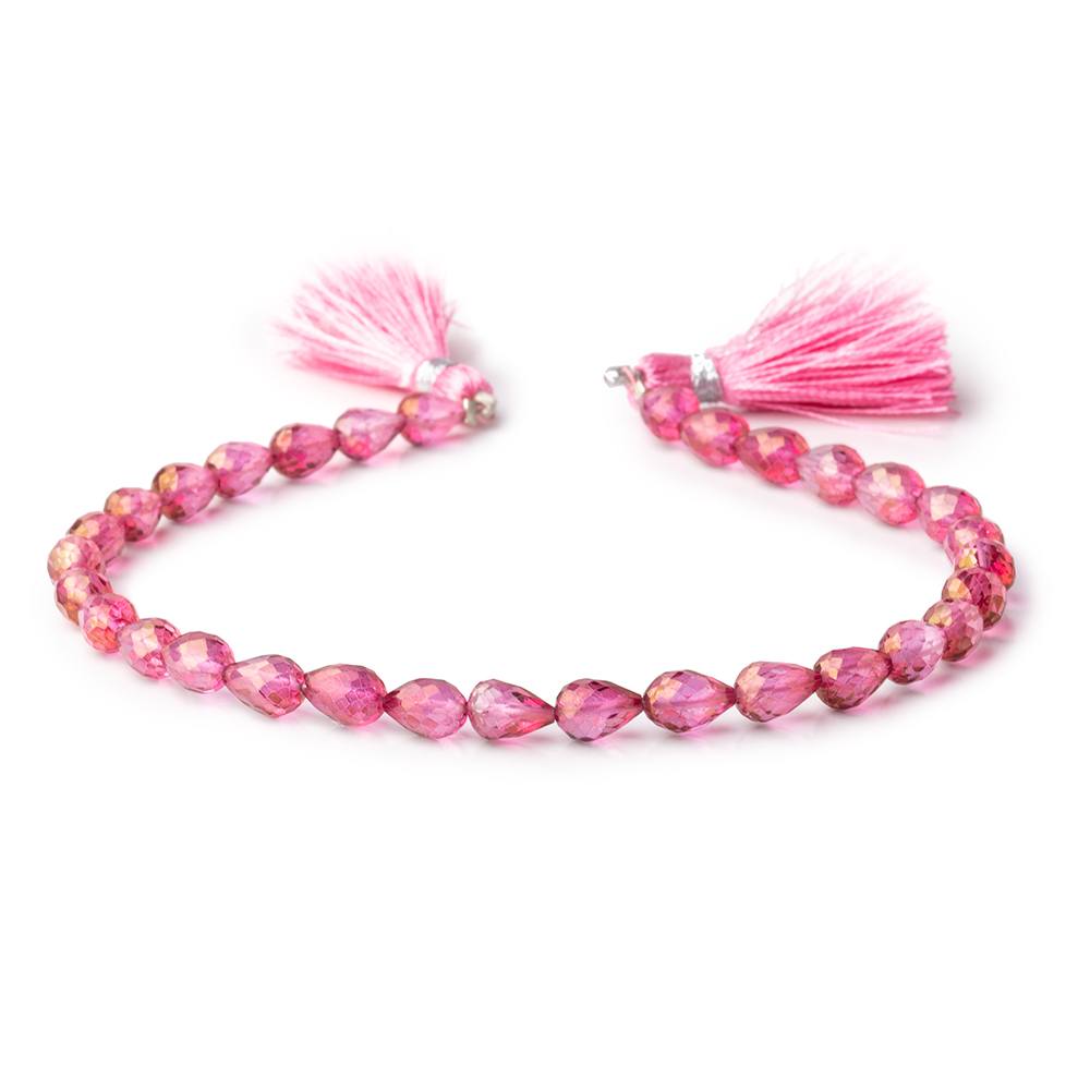 7x5mm Mystic Pink Topaz straight drilled faceted tear drops 9 inch 30 beads AA - Beadsofcambay.com