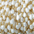 7x5mm Off White Baroque Freshwater Pearl Gold plated Chain by the foot - Beadsofcambay.com