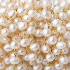 7x5mm Off White Side Drilled Oval Pearl Vermeil Chain by the foot 28 pieces - Beadsofcambay.com