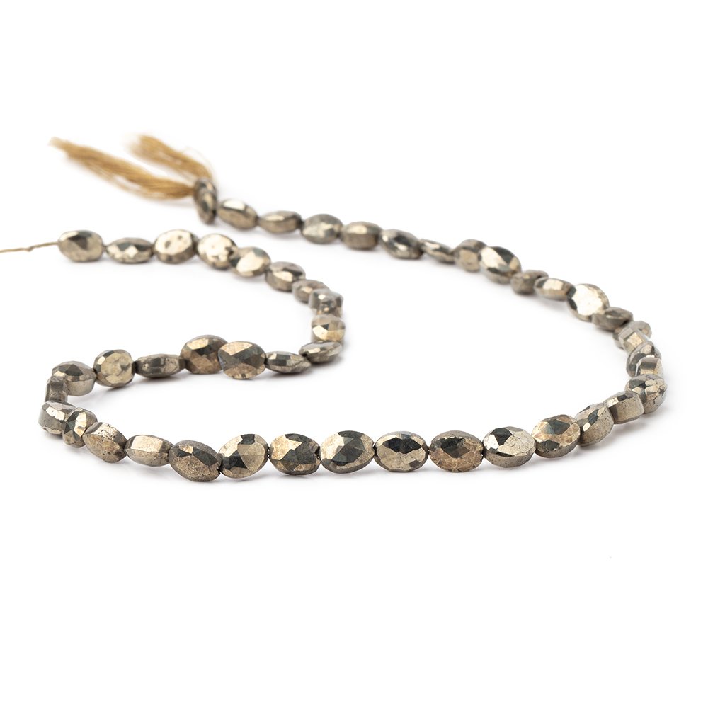 7x5mm Pyrite Faceted Oval Beads 13.5 inch 51 pieces - Beadsofcambay.com