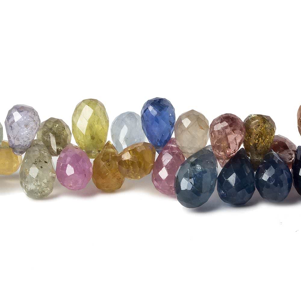 7x5mm Ruby and Fancy Sapphire Beads Tear Drop 6.5 inch 84 pieces - Beadsofcambay.com