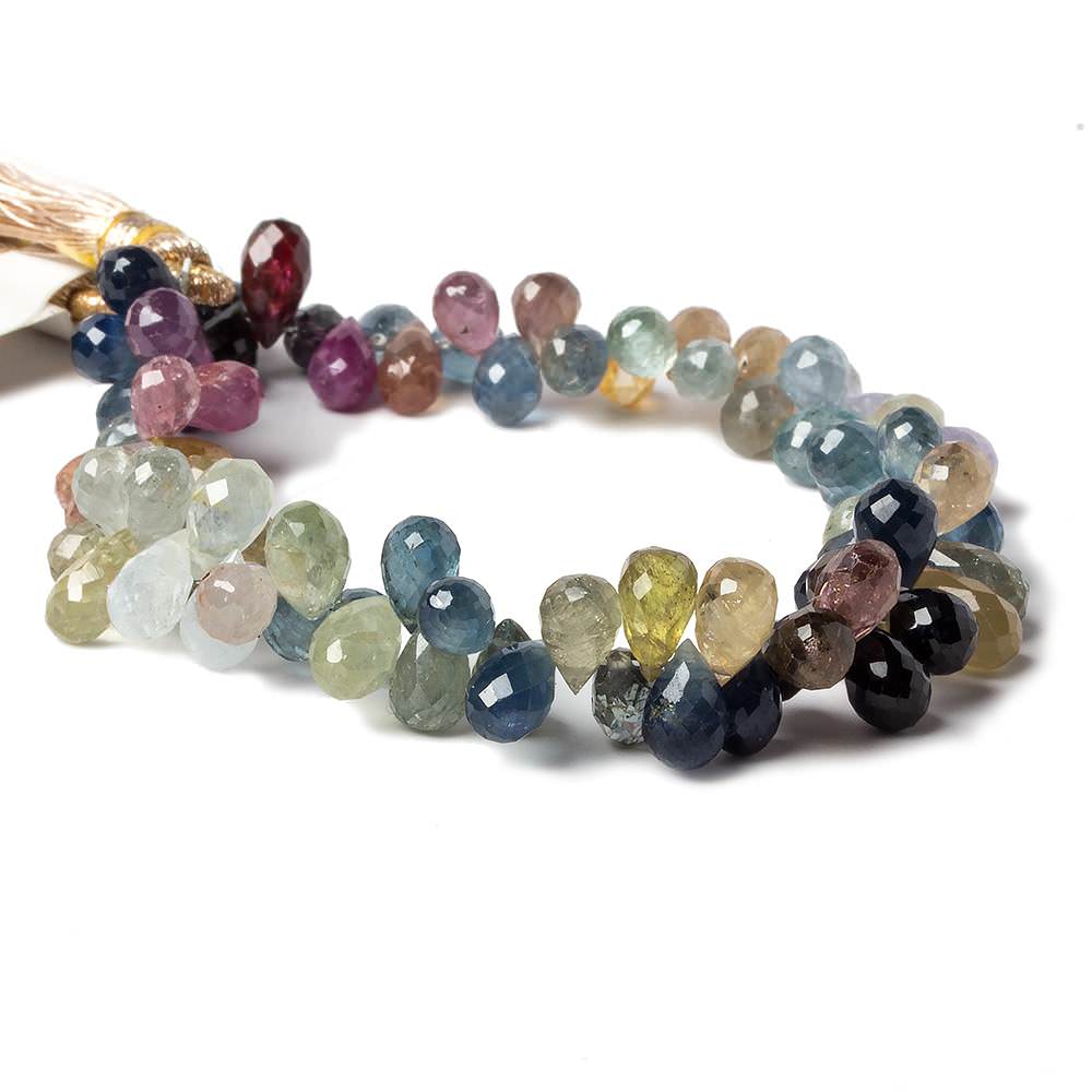 7x5mm Ruby and Fancy Sapphire Beads Tear Drop 6.5 inch 84 pieces - Beadsofcambay.com