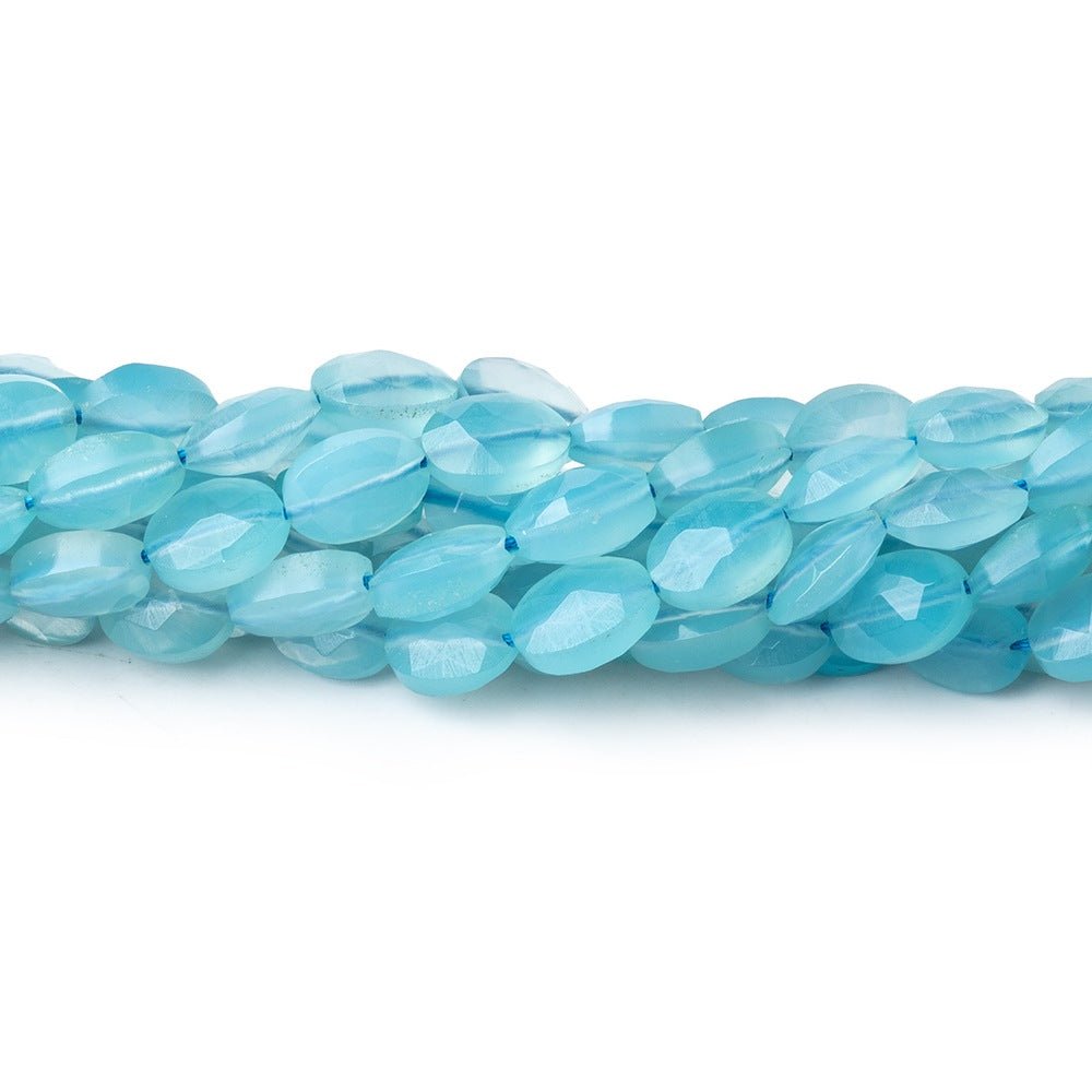 7x5mm Santorini Blue Chalcedony faceted oval beads 13.5 inch 46 pieces - Beadsofcambay.com