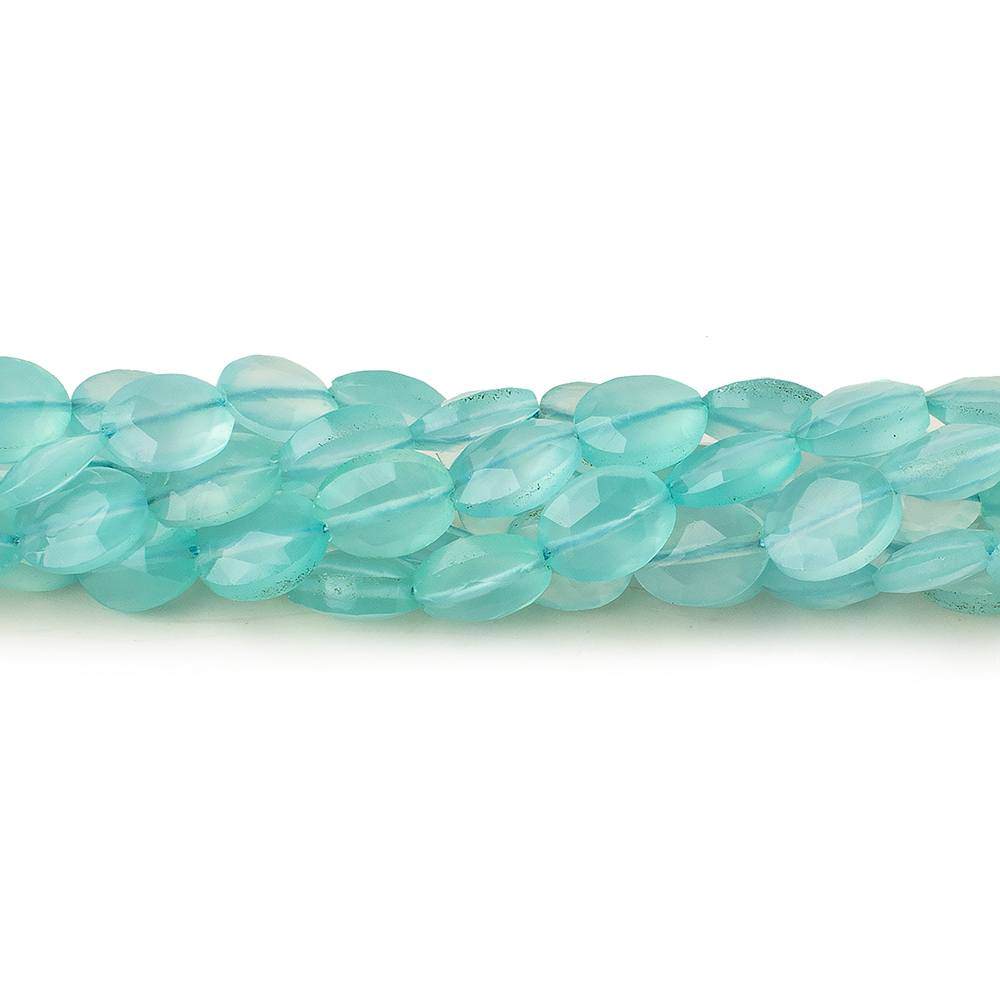 7x5mm Seafoam Blue Chalcedony straight drilled faceted ovals 13.5 inch 46 beads - Beadsofcambay.com