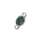 7x5mm Silver .925 Bezel Mystic Mermaid Green Drusy Oval Connector 1 piece - Beadsofcambay.com