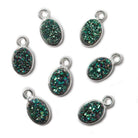 7x5mm Silver .925 Bezel Mystic Mermaid Green Drusy Oval Pendant 1 piece - Beadsofcambay.com