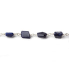 7x5mm Sodalite faceted nugget .925 Silver Chain by the foot 22 pieces - Beadsofcambay.com
