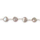 7x5mm Taupe Side Drill Baroque Pearls on Silver Plated Chain - Beadsofcambay.com