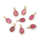 7x5mm Vermeil Bezel Pink Tourmaline Rose Cut Oval Pendant 1 piece - Beadsofcambay.com