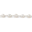 7x5mm White Oval Pearl .925 Sterling Silver Chain by the foot 22 pcs - Beadsofcambay.com