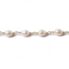 7x5mm White Oval Pearl Vermeil Chain by the foot 22 pcs - Beadsofcambay.com