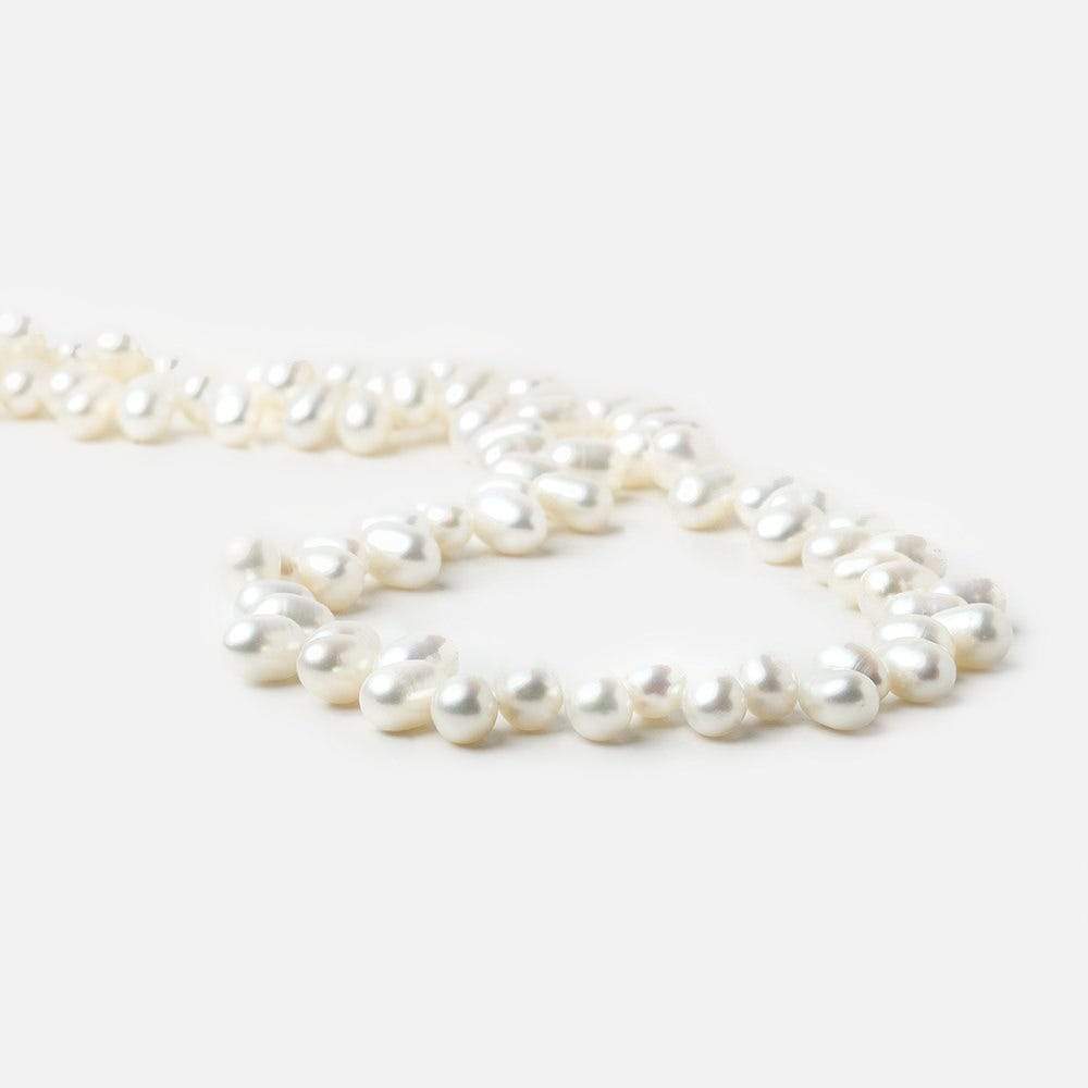 7x5mm White Top Drilled Oval Freshwater Pearls 15.5 inch 90 pieces - Beadsofcambay.com