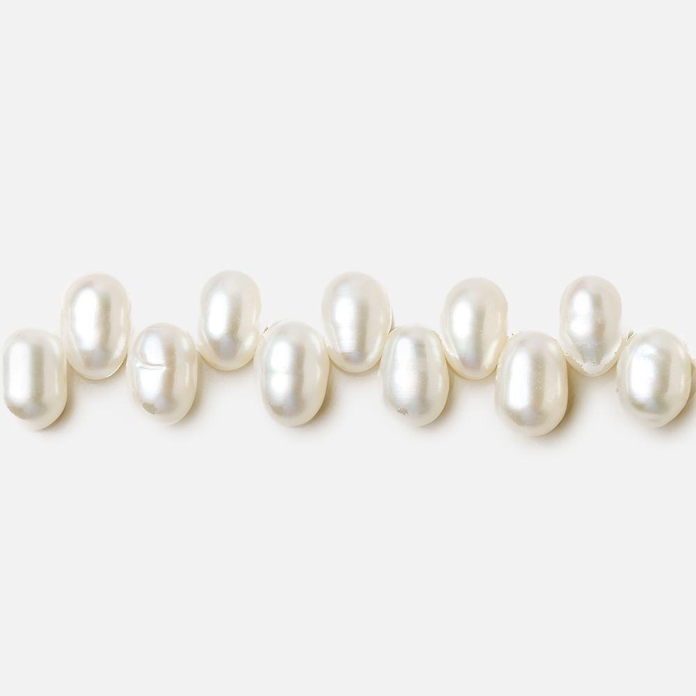 7x5mm White Top Drilled Oval Freshwater Pearls 15.5 inch 90 pieces - Beadsofcambay.com