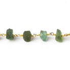 7x6-10x8mm Matte Green Apatite Chips Gold plated Chain by the foot 26 pieces - Beadsofcambay.com