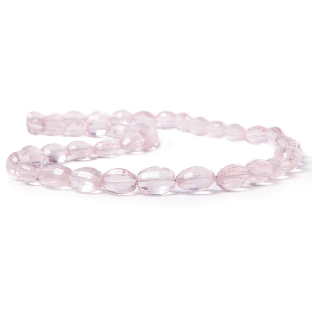 7x6-11x9mm Rose Quartz checkerboard faceted ovals 15 inch 39 pieces - Beadsofcambay.com