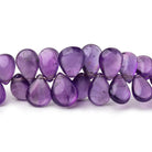 7x6-12x9mm Amethyst Plain Pear Beads 7.5 inch 58 pieces - Beadsofcambay.com