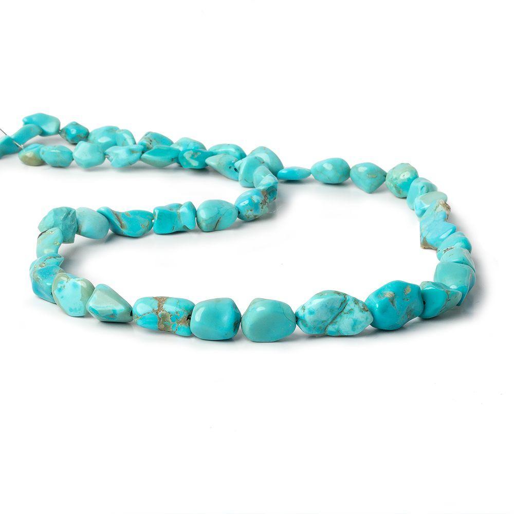 7x6-13x10mm Turquoise tumbled plain nugget beads 17.75 inches 45 pieces - Beadsofcambay.com