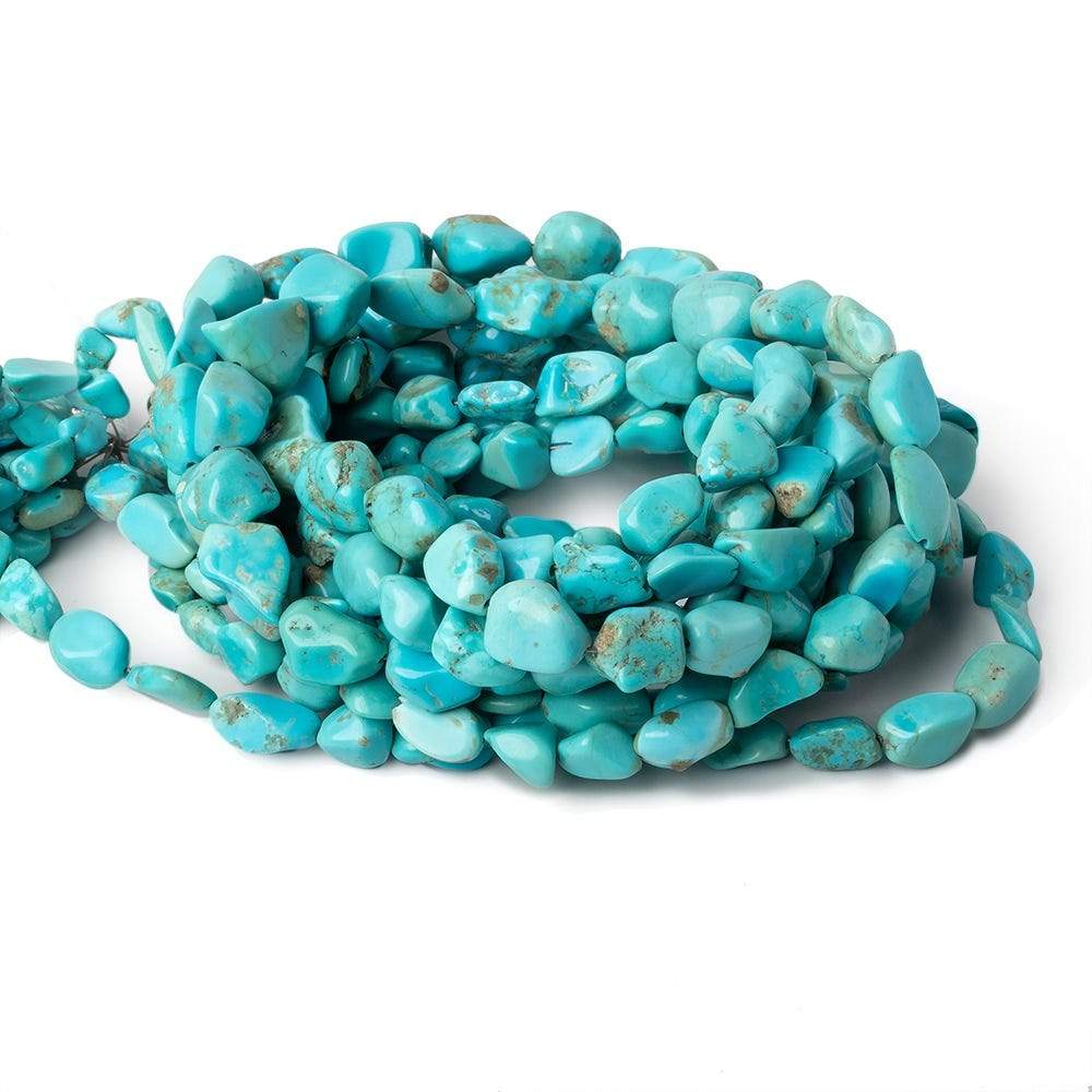 7x6-13x10mm Turquoise tumbled plain nugget beads 17.75 inches 45 pieces - Beadsofcambay.com