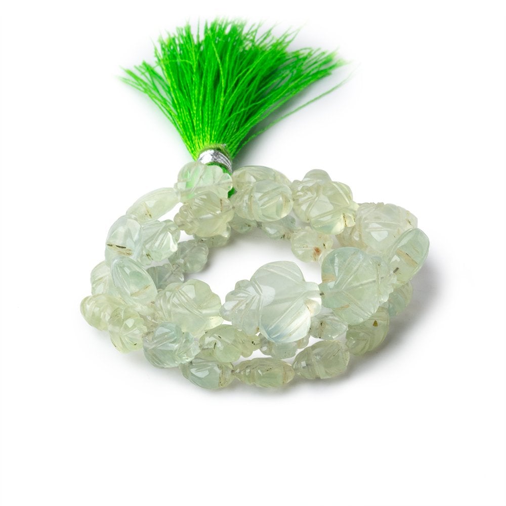 7x6-14x12mm Prehnite Carved Leaf Beads 13 inch 39 pieces - Beadsofcambay.com