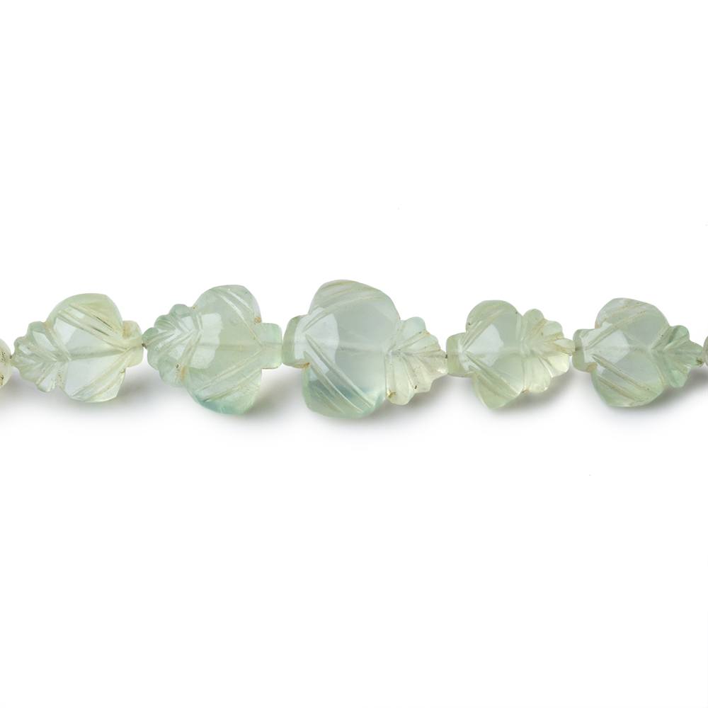7x6-14x12mm Prehnite Carved Leaf Beads 13 inch 39 pieces - Beadsofcambay.com