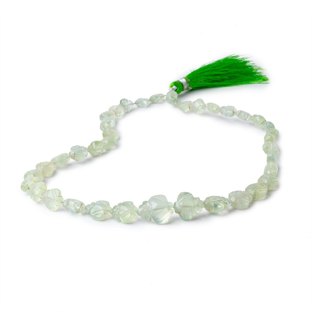 7x6-14x12mm Prehnite Carved Leaf Beads 13 inch 39 pieces - Beadsofcambay.com