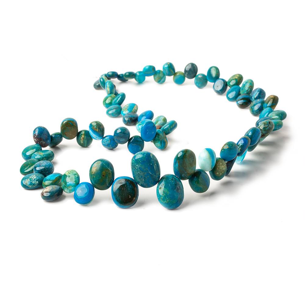 7x6-15x13mm Blue Peruvian Opalina top drilled plain oval beads 18 inch 70 pieces AAA - Beadsofcambay.com