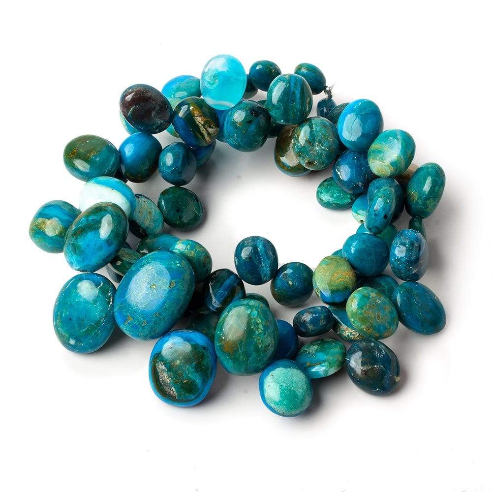 7x6-15x13mm Blue Peruvian Opalina top drilled plain oval beads 18 inch 70 pieces AAA - Beadsofcambay.com