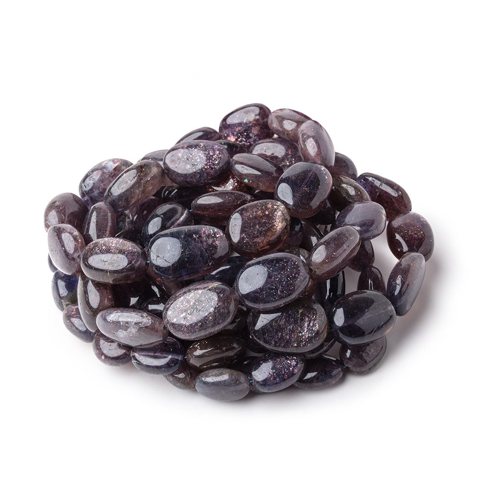 7x6-16x10mm Bloodshot Iolite-Sunstone Plain Oval Beads 16 inch 36 pieces - Beadsofcambay.com