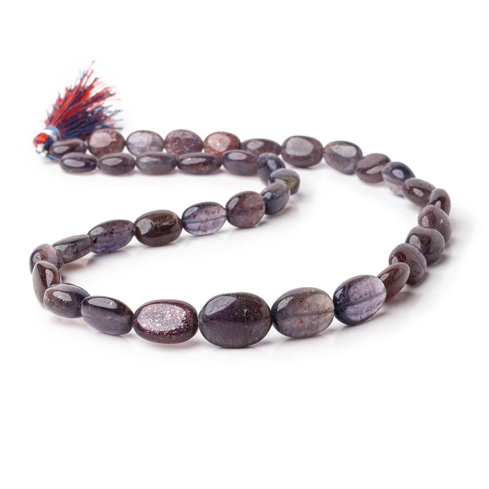 7x6-16x10mm Bloodshot Iolite-Sunstone Plain Oval Beads 16 inch 36 pieces - Beadsofcambay.com