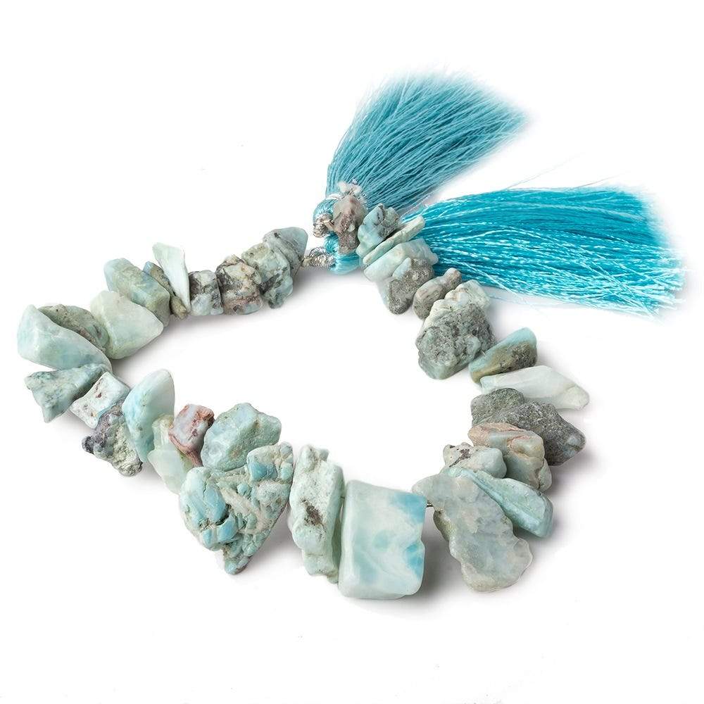 7x6-19x13mm Larimar top drilled Natural Crystal Chip beads 7.5 inch beads - Beadsofcambay.com