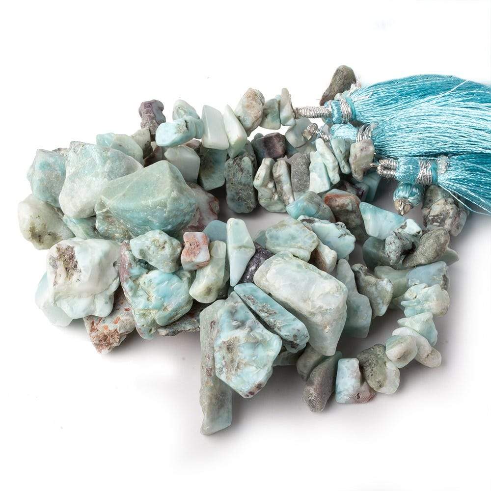 7x6-19x13mm Larimar top drilled Natural Crystal Chip beads 7.5 inch beads - Beadsofcambay.com