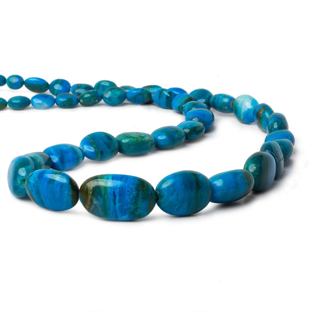 7x6-23x14mm Peruvian Blue Opal with Matrix plain oval nugget beads 19 inch 41 pcs AA - Beadsofcambay.com