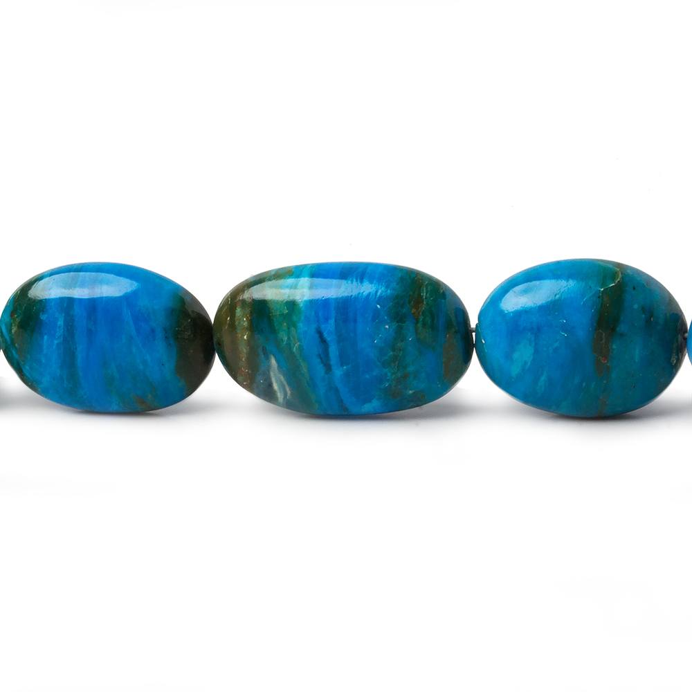 7x6-23x14mm Peruvian Blue Opal with Matrix plain oval nugget beads 19 inch 41 pcs AA - Beadsofcambay.com