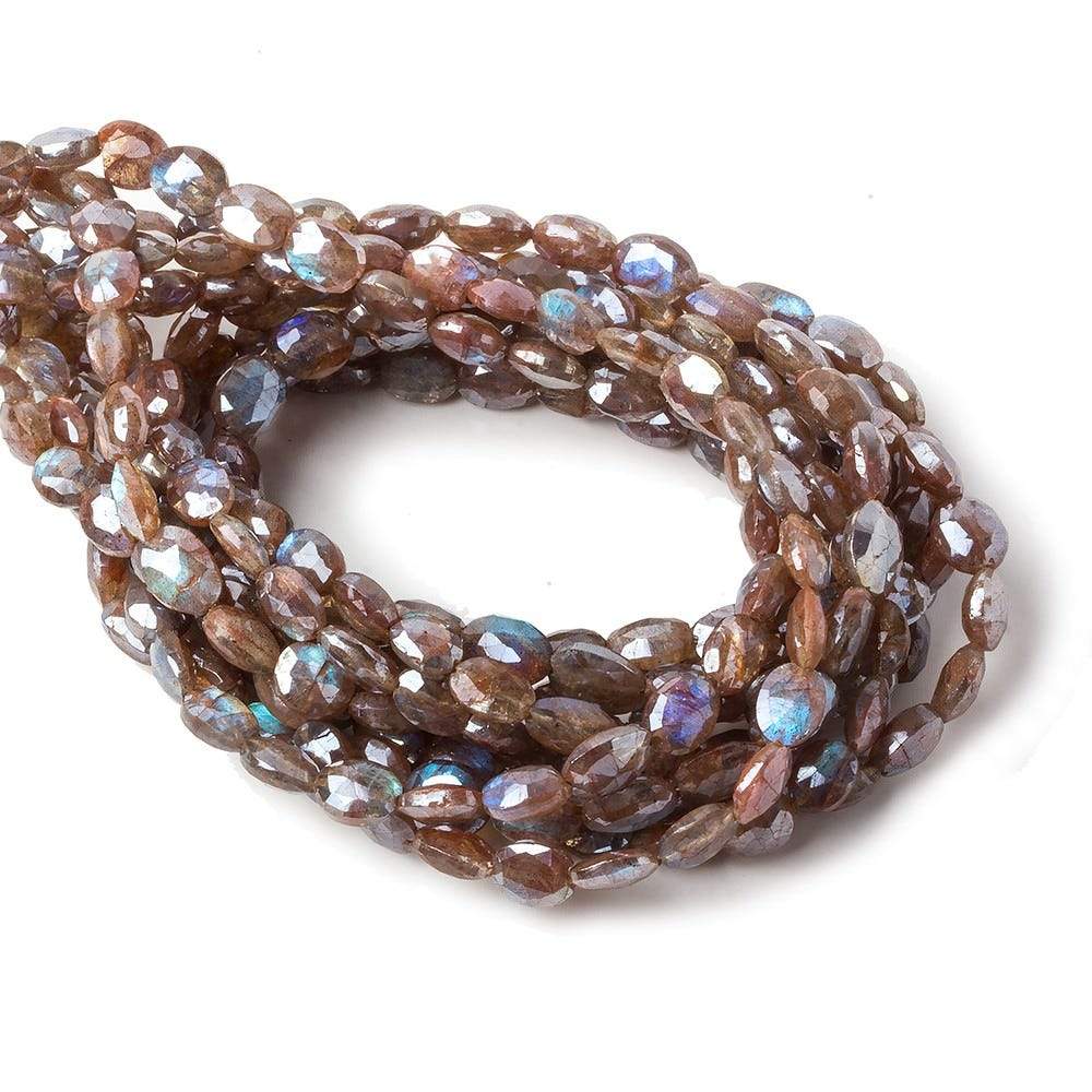 7x6-8x6mm Red Mystic Labradorite faceted oval beads 16 inch 55 pcs - Beadsofcambay.com